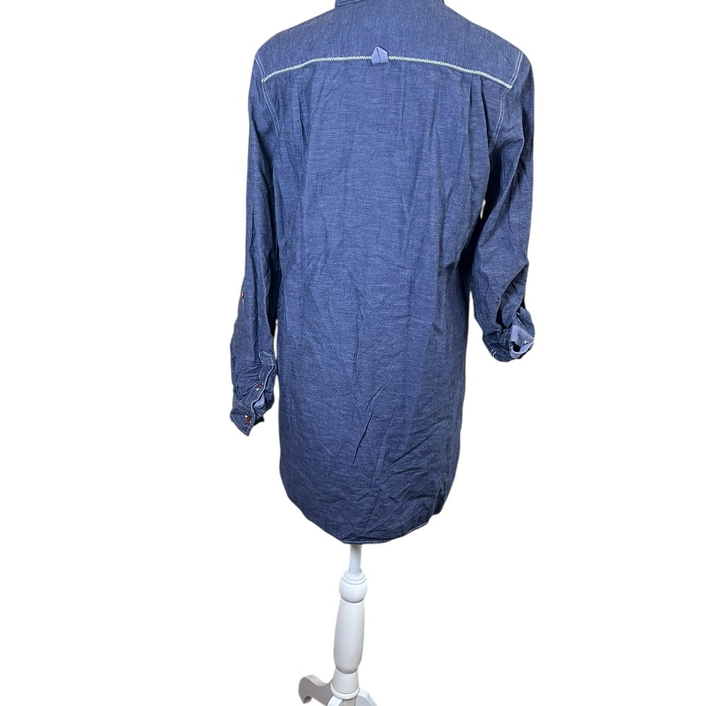 FRED PERRY Women’s Denim Shirt Dress Button-up Long Sleeve Preppy Sz 4 US 8 UK - Picture 7 of 11